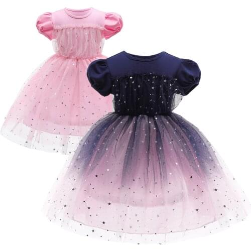 New Design Bling Bling Girls Dresses Summer Children Clothes Short Sleeve Kid Costume Dresses Children Dresses for Wedding Party