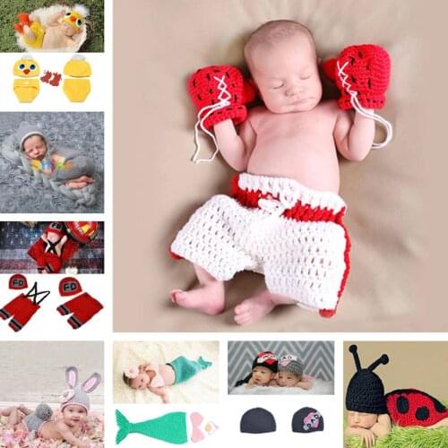 Latest Baby Boy Boxing Clothes Set for Photography Newborn Baby Ctochet Fotografia Props Bebe Knitted Outfits 1set MZS-15029