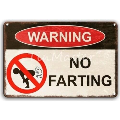Warning No Farting Metal Wall Art Tin Sign Vintage Boss Rules Home Decor DOOR Sign Plaque Irish pub Living Room Decorative