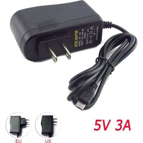 AC to DC 5V 3A Micro Usb Power Adapter 3000mA Supply Charger Transformer 100V-240V EU US Cord Plug For Raspberry Pi Zero Tablet