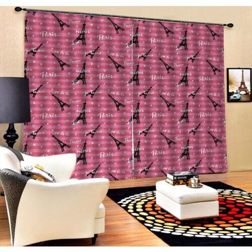 Grils pink curtains tower 3D Blackout Curtains For Living room Bedding room Drapes Cotinas para sala