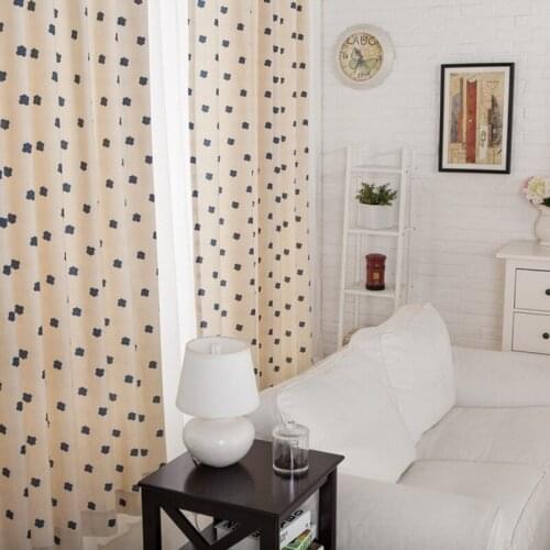 Korean Cartoon Cotton and Linen Curtains for Living Dining Room Bedroom Simple and Modern Printed Curtains Are Fashionable