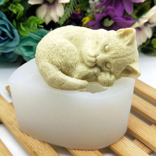 Cat Mousse Cake Silicone Mold Cute Animal Shape Resin Molds Handmade Soap Diy Cake Decorating Tools Kitchen Pastry Accessories
