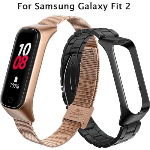 Metal Stainless Steel Bracelet for Samsung Galaxy Fit 2 Strap Replacement Band for Samsung Galaxy Fit 2 SM-R220 Smart Wristband