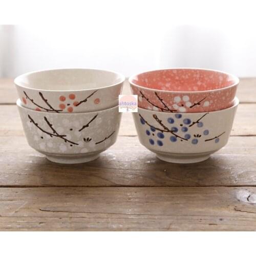 4.5 inch dinnerware Japanese style underglaze rice bowl Ceramic tableware dinner Hotel restaurant home cutlery set eco friendly