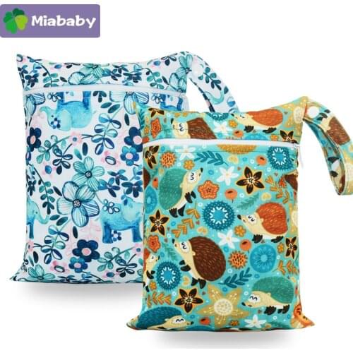 Miababy18*25cm Waterproof PUL Cloth Diaper Bag for Diapers Inserts Mini Fashion Wet Bag