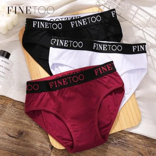 FINETOO Cotton Briefs Women Letter Underwear M-2XL Female Soft Underpants Plus Size Panty Fashion Ladies Low Waist Underwear New