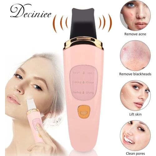 Ultrasonic Facial Scrubber Spatula Blackhead Remover Pore Cleaner Comedones Extractor for Facial Deep Cleansing Face Scraper