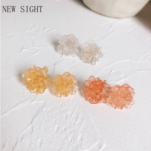 Shiny Side New Accessories Acrylic Flower Stud Earrings for Women Simple Style Clear Cute Small Earrings