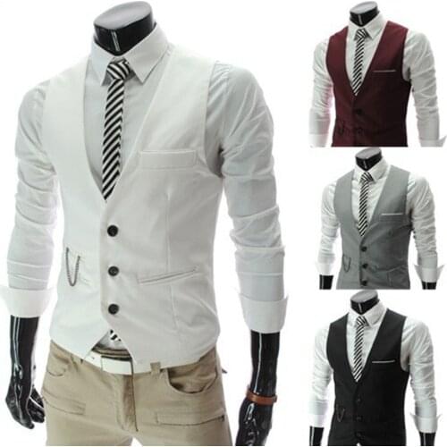 New Arrival Dress Vests For Men Slim Fit Mens Suit Vest Male Waistcoat Gilet Homme Casual Sleeveless Formal Business Jacket