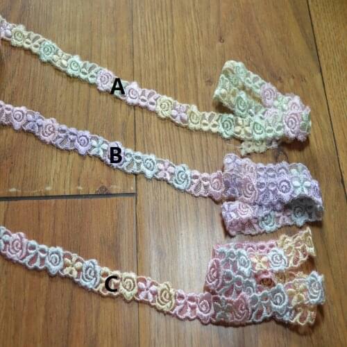 1.5CM(14yds/lot)3 kinds of color mixed water soluble Hight quality lace fabrics embroidered lace trim-16112712