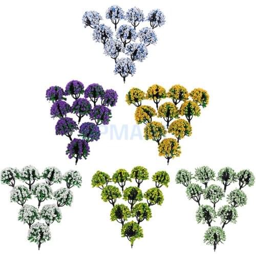 10pcs 1:150 Train Railroad Scenery Landscape Model Trees N Scale with Flowers Model Building Kits for Layout DIY Accessory