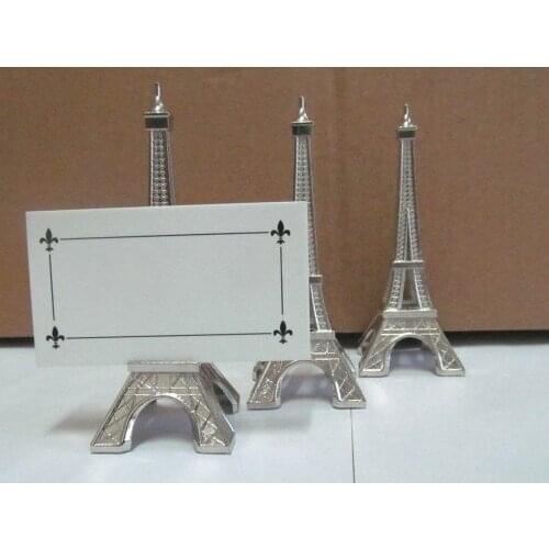 25 Pcs/lot) Silver Eiffel Tower Place Card Holder Party Decoration gifts For Wedding and Banquet table guest name Photo holder
