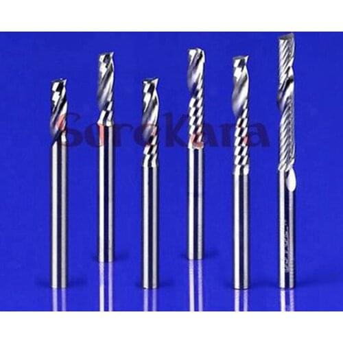 3.175* 22mm Single Flute CNC Router Bits One Flute Spiral End Mill Carbide Milling Spiral Cutter Cutting Tools For MDF