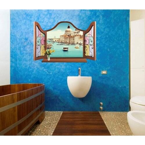 3D Window Decal Wall Stickers Home Decor Beach landscape View Art Wallpaper Mural Poter