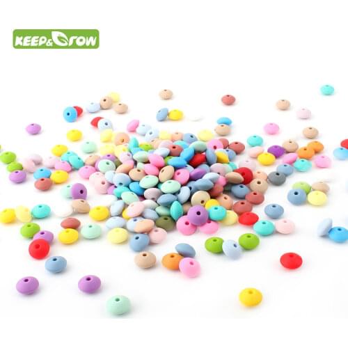 KEEP&GROW 40Pc Baby Teether Silicone Beads Abacus Lentils Mordedor Sensory Bead BPA Free DIY Chewable Pacifier Chain Beads 12mm