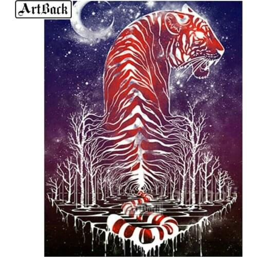 Diamond painting cross stitch animal full square / round diamond embroidery tiger leopard canvas animal 3d diamond art decor