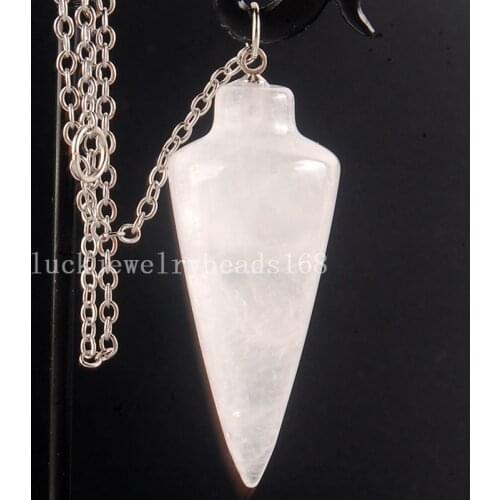 Free Shipping Fashion Jewelry 18x43mm White Crystal Pendulum Pendant Bead 7.5" C4211