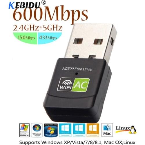 Kebidu Free Driver 600Mbps New Version Wireless USB Wifi Adapter Receiver 2.4+5 Ghz USB Wifi 802.11n/g/b Network Card For PC