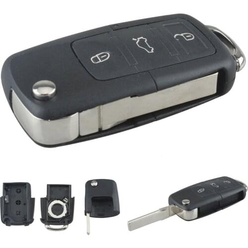 3 Buttons Car Smart Remote Key Fob Replacement Black Key Case Shell No Chip Uncut Car Flip Key Fit for Volkswagen MK5