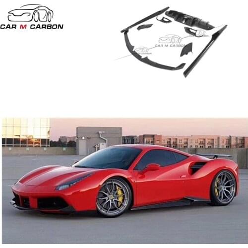 Farri 488 Notec dry carbon fiber material front lip cover vent side skirt rear diffuser vents spoiler wing for Farri 488