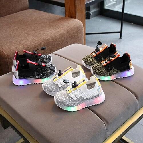 Kids Shoes For Girls Luminous Sneakers Spring Autumn Infant Trainers Child LED Sneakers With Light Baby Boys Toddler Shoes 21-30