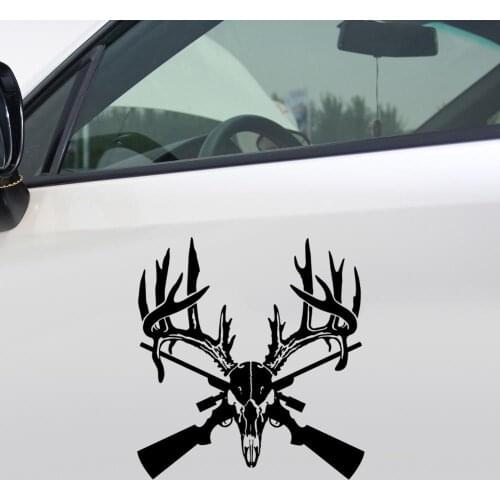 55% Dropshipping!!Deer Hunting Buck Head Ri-fle Gun-Decal Self-Adhesive Car Sticker Decoration