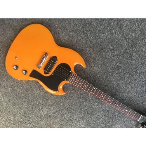 Custom shop electric guitar mahogany wood body and neck one p90 pickups orange color sg guitar