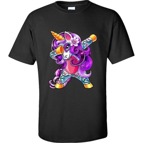 Dabbing Unicorn Happy Christmas T Shirt Day of the Dead Unicorn Cute Graphic Mens Tops & Tees Pure Cotton Free Shipping