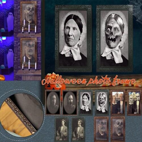 Halloween Horror Picture Frame Lenticular 3D Changing Face Scary Portraits Haunted Spooky Halloween Party Decoration Props