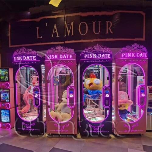 Coin operated arcade push toy gift 3S pink date cut ur prize toy doll vending game machine
