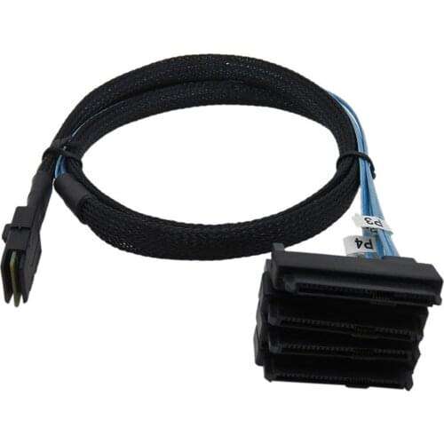 Interna Mini SAS HD 36Pin SFF - 8087 to 4 x SFF - 8482 29Pin Connectors with SAS 15Pin Power Port 12GBS Cable 1.6FT / 3.3FT