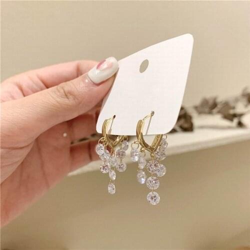 Delicate Tassel Earrings With Shinning Zircon Stones Korean Style High Grade Earings Jewelry bijoux