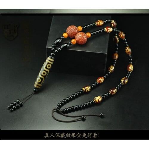 Quality Tibetan Dzi Bead 9 Eyes Pendant Amulet Hanging Agate Necklace Lucky Mascot