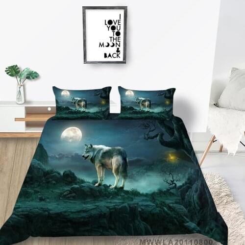 Full Moon Night Bedding Set Single Scary Wilderness Duvet Cover Set Queen King Twin Full Double Nature Bed Set Cartoon