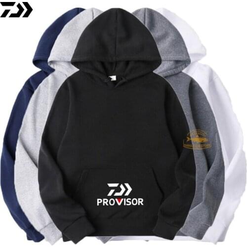 2020 DAIWA Fishing Jacket New Outdoor Mens Warm Fleece Hooded Fishing Jacket Long-sleeved Windproof Sports Jacket