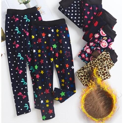 Autumn And Winter Thickened Silver Fox Velvet Childrens Pants Hot Sale Childrens Double-sided Fleece Leggings Girls Trousers