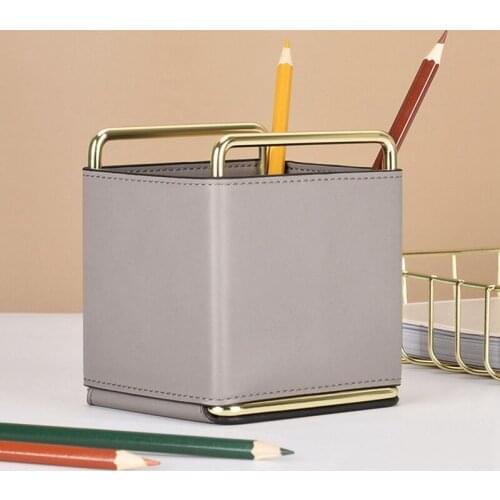 Multifunctional Desktop Cosmetic Storage Box Leather Decoration Home Office Pen Holder Desktop Storage Box