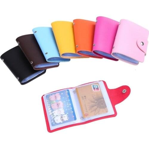 Fashion 10 Colors Unisex 24 Cards Slots Portable PU Leather Purse Wallet Pocket ID Credit Card Holder