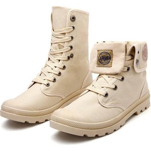 Two Wear Lace-Up Retro Canvas Shoes Man Boots Leisure High Top Trend Men Martin Boots All-match Casual Males Boots Footwear