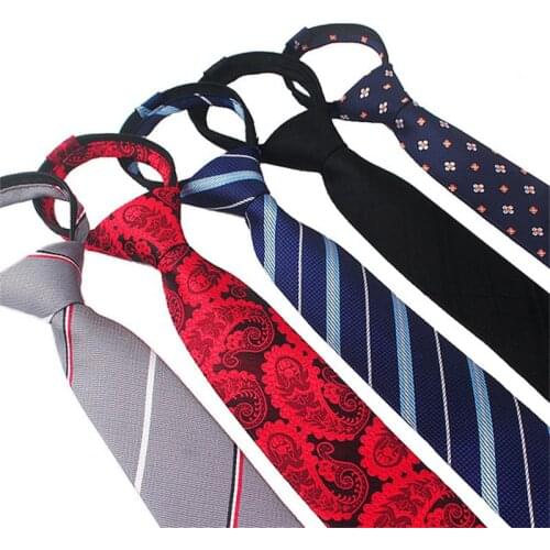 Cashew zip ties for men lazy necktie floral 8cm striped ready knot zipper neckwear neck tie business leisure