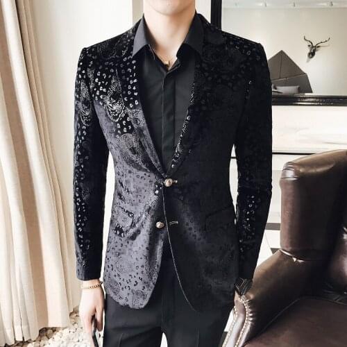 Leopard Pirnting Large Size Blazer Men British Style Singer Host Stage Costume Party Nightclub Jacket Groom Suit Casual Coat