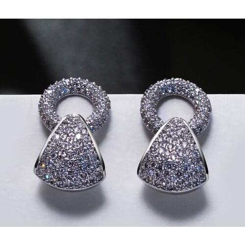 New Looking 2021 Drop Earrings White color Bridal Wedding Jewellery Trendy Copper Jewelry Earring for Women