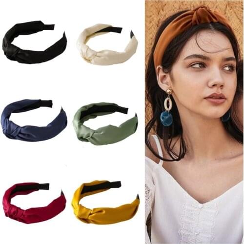 Fashion Hair Bands for Ladies Solid color Headband Adult Bezel Hair Band Center Knot Hair Bow Headwear Turban Hair Accessories