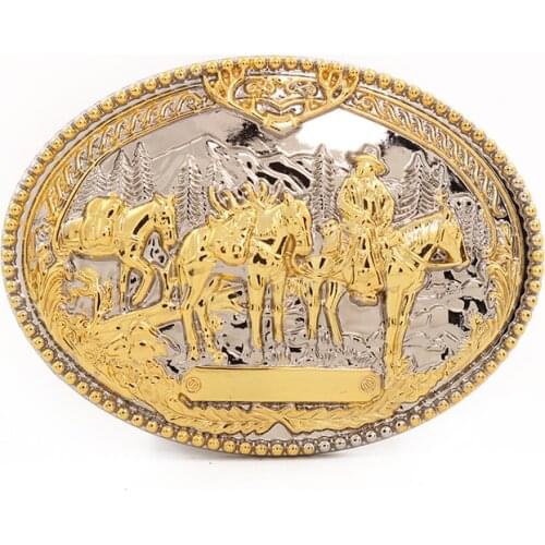 Western denim belt buckle knight silver between gold zinc alloy men high-end belt accessories birthday party gift