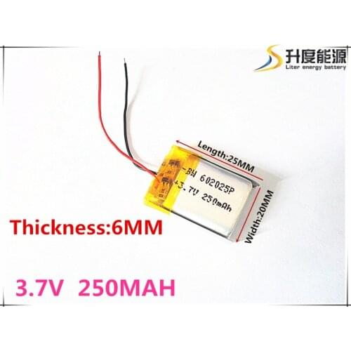 Size 602025 3.7V 250mah Lithium polymer Battery with Protection Board For MP4 GPS Digital Product