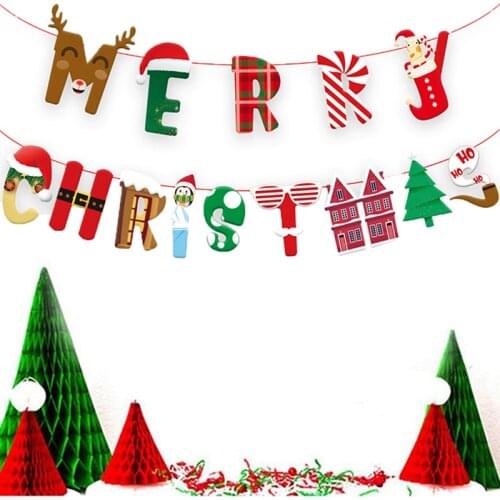 Christams Ornament Party Hanging Decor Snowman Santa Claus Elk Sock Banner Xmas Supplies Christmas Decorations For Home New Year