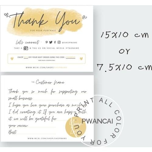 DIY Thank You For Your Purchase Card,Yellow Thanks For Your Order Note,Marketing for Small Business With Coupon,Insert Coupon