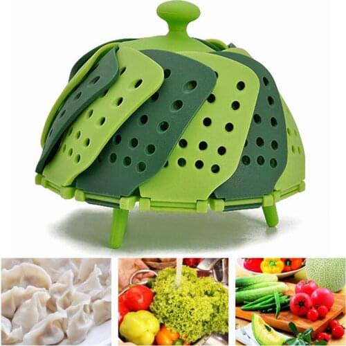 Foldable Fruit Vegetable Plate Washing Basket Strainer Plastic Food Steamer Collapsible Drainer with Leg Kitchen Storage Tools