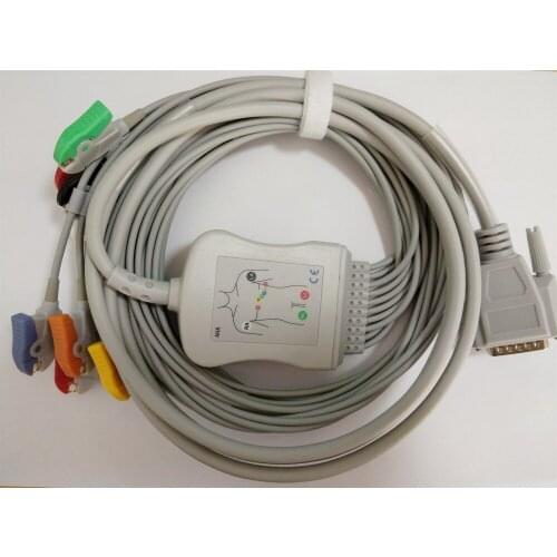 Compatible Nihon Kohden one piece ecg/ekg cable 10 leads, Clip end ,AHA standard for ECG-1250,ECG-1350, ECG-9101/9130/9132/9620